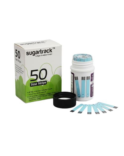 Sugartrack Blood Glucose Monitor | 100 Strips (2 Vial Packs) | 100 Lancets (The Quarterly Pack)